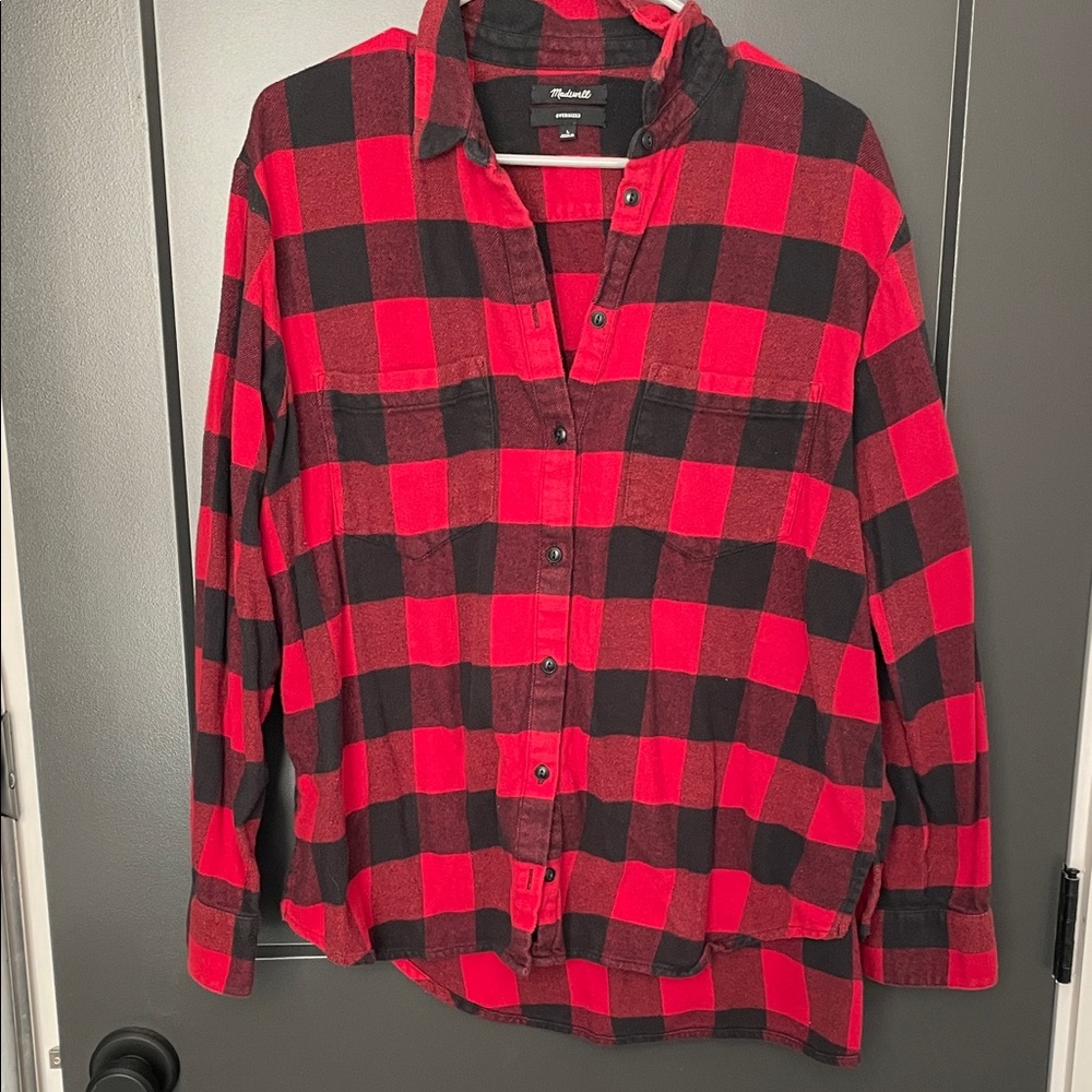 MADEWELL Plaid Flannel Shirt - Red and Black
